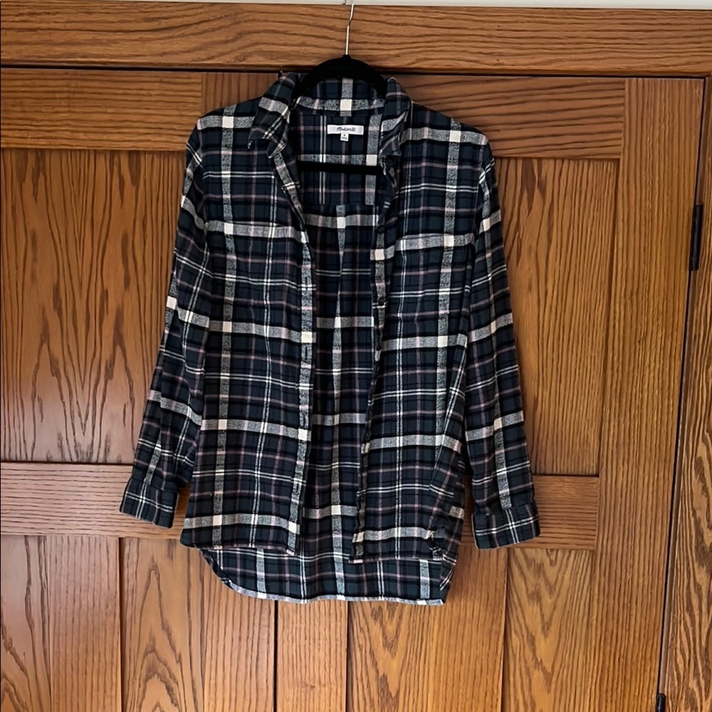 Madewell Plaid Button Down Shirt - Black and White